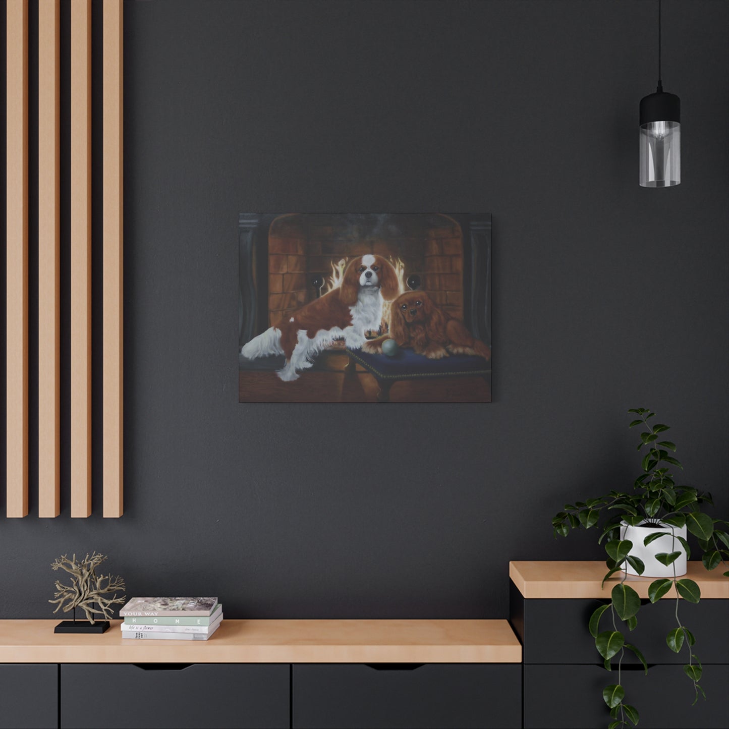 "Cold Night" Canvas Print - Cavalier King Charles Spaniel Art
