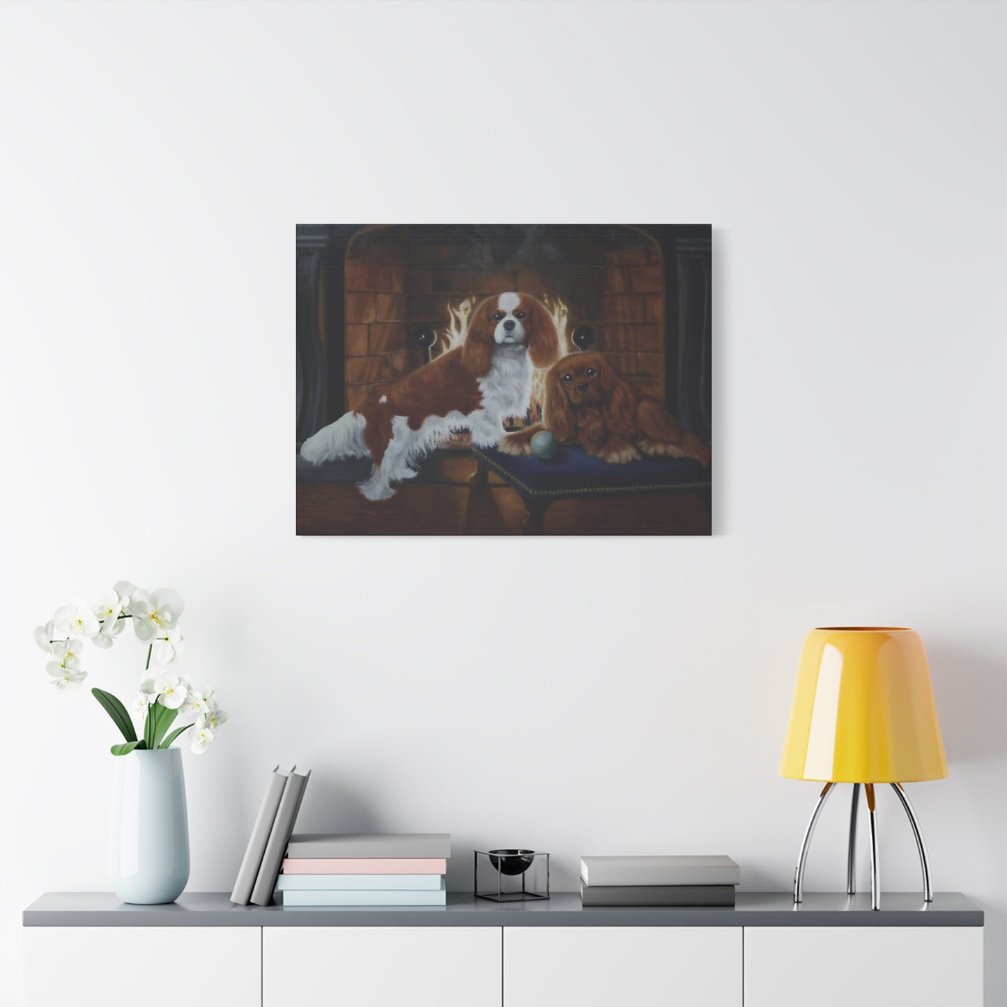 "Cold Night" Canvas Print - Cavalier King Charles Spaniel Art