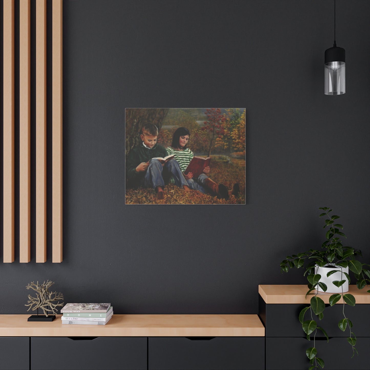 "Siblings" Canvas Print - Vintage Children Reading Art