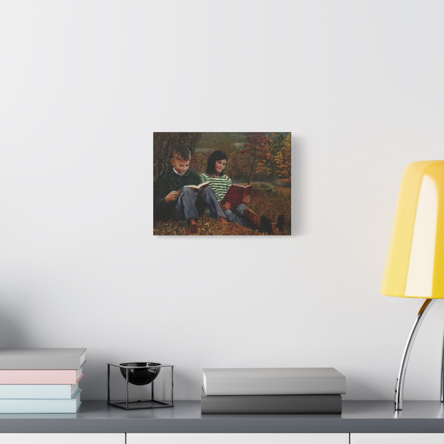 "Siblings" Canvas Print - Vintage Children Reading Art