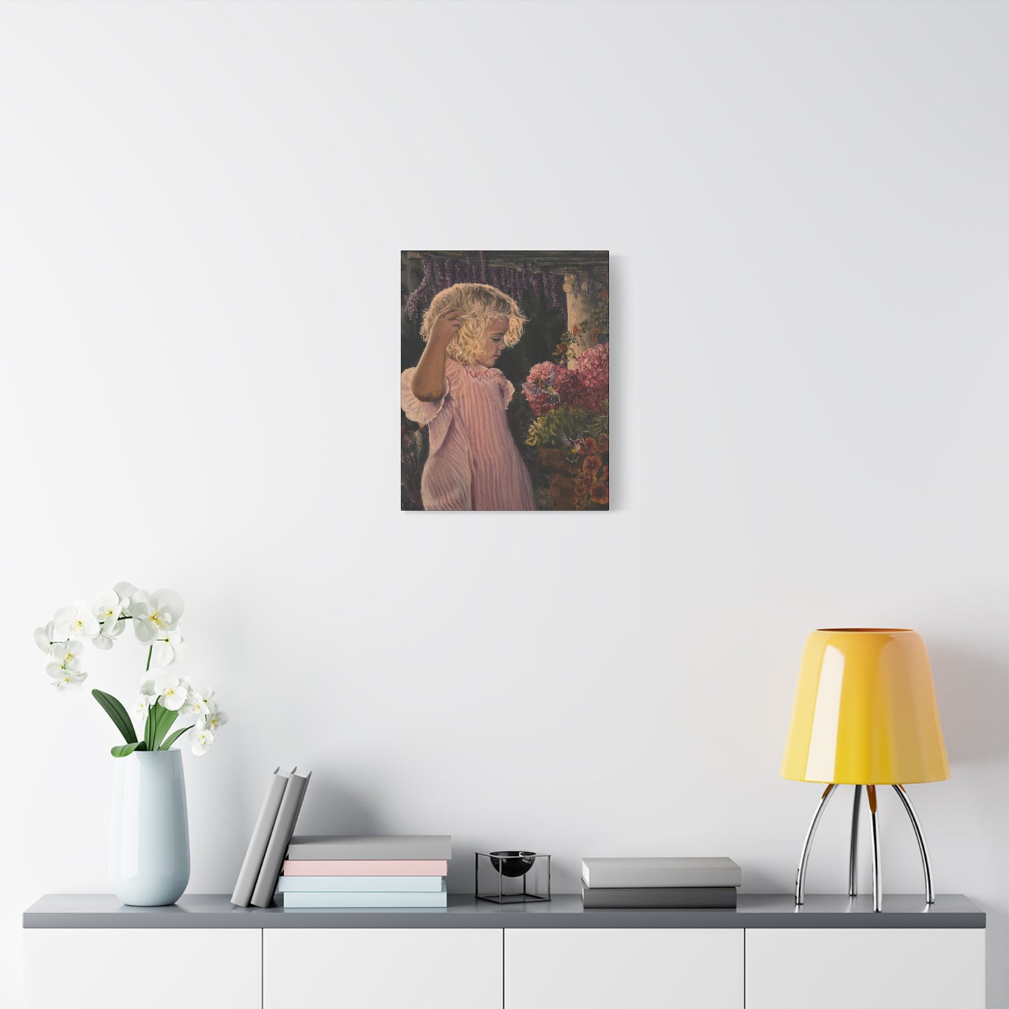 "Garden Surprise" Canvas Print - Girl with Hummingbirds Art