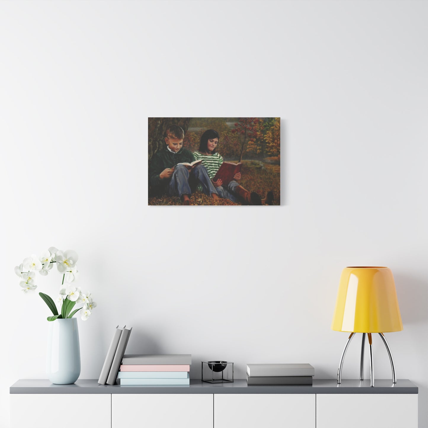 "Siblings" Canvas Print - Vintage Children Reading Art