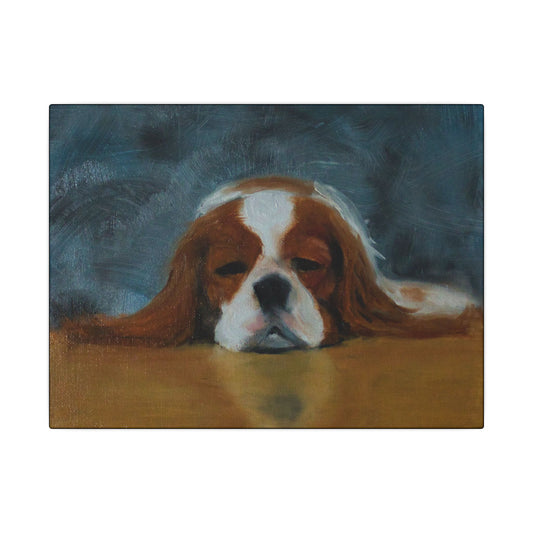 Painting of a dog with a dark background