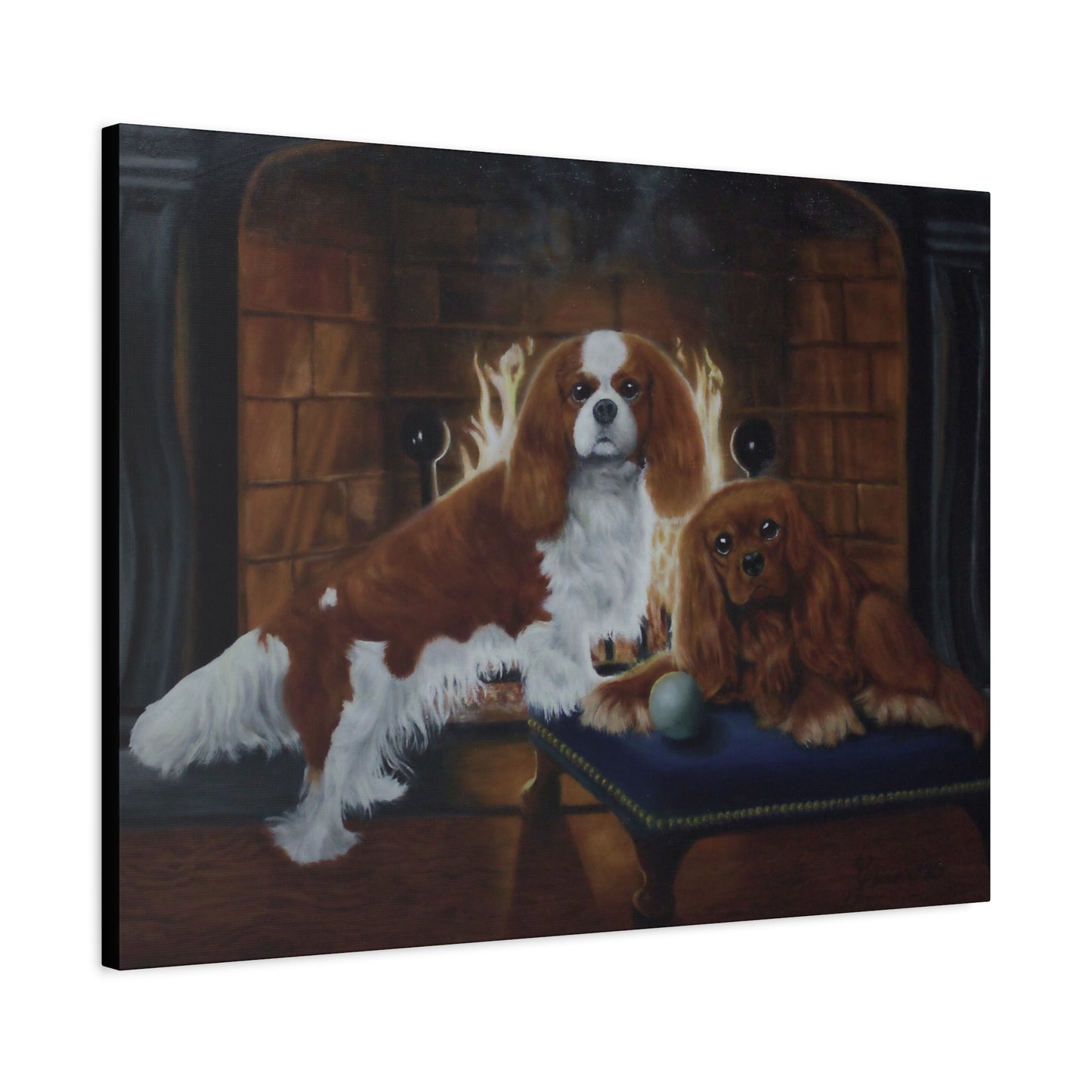 "Cold Night" Canvas Print - Cavalier King Charles Spaniel Art