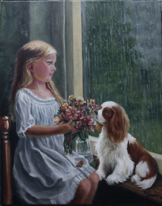 Oil on canvas.  "RAINY DAY" 16 X 20 inches.